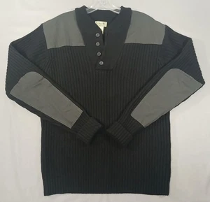 Vintage LL Bean Lambs Wool Commando Sweater Black Military Pullover Herren Large - Bild 1 von 10
