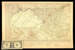 1914 Antique Map of MARYLAND Railroads Map DELAWARE ORIGINAL Atlas Map DATED - Picture 1 of 13