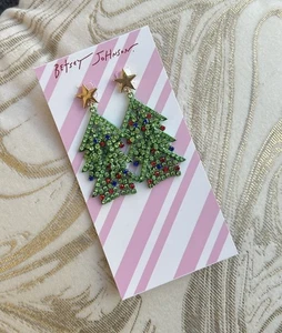 Betsey Johnson authentische Kristall Weihnachtsbaum Ohrhänger Neu mit Etikett - Bild 1 von 3