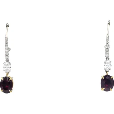 18k Gold & Platinum Diamond and Ruby Drop Dangle Earrings 5.25CT - Image 1 of 3