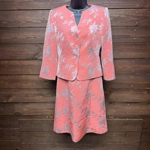 Armani Collezioni Dress Womens 6 Pink Floral Jacquard Knee Length Sheath Suit - Picture 1 of 24