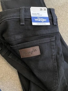 Brand New Black Wrangler Authentic Straight Texas 821 Jeans 38/30 - Picture 1 of 2