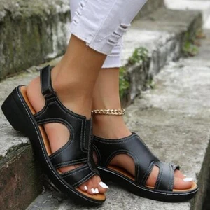 Women Wedge Shoes Orthopedic Sandals Comfort Ladies Shoes Solid Color Sandalias - Picture 1 of 29