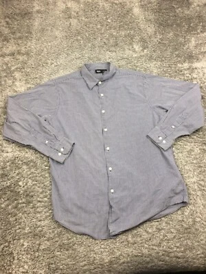 Mossimo Button Up Shirt Mens Size Large White Blue Check Long Sleeve Cotton - Image 1 of 4
