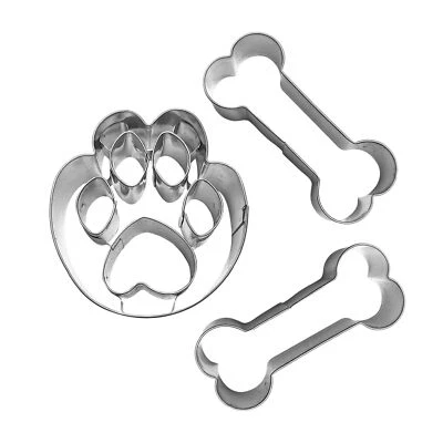 3-teilige Formen in Hundepfoten- und Knochenform Edelstahl-Formen DIY-Backwer... - Bild 1 von 4