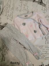 Mudpie 3-6 Months 2pc Outfit Hearts Pink Gray INFANT Girl