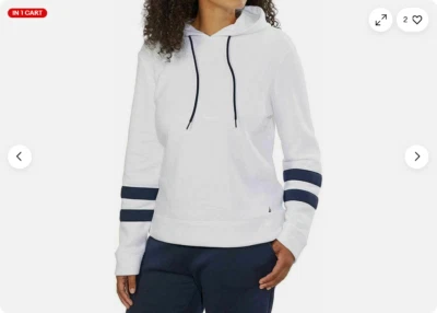 Sudadera con capucha pulóver de gamuza ligera para mujer Nautica (azul marino, L) nueva con etiquetas Foto 1 de 3