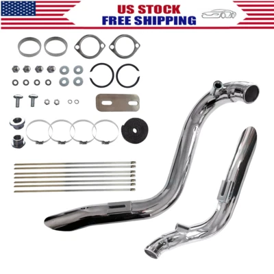 2" LAF Exhaust Pipes w/ Torque Cone for Harley Sportster Dyna Chrome Wrapped - Image 1 of 4