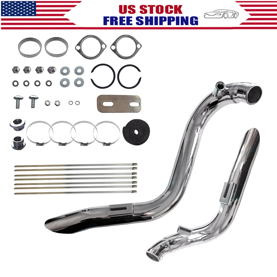 Tubos de escape LAF de 2" con cono de par para Harley Sportster Dyna envueltos en cromo Foto 1 de 4