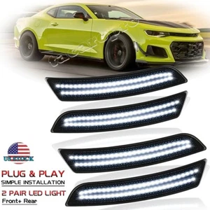 4PCS LED Side Marker Lights Front Rear for Chevy Camaro LS LT SS ZL1 2016-2023 - Foto 1 di 14
