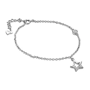 Pulsera de cadena cable colgante estrella de plata esterlina 925 real para adolescentes niñas mujeres - Imagen 1 de 8