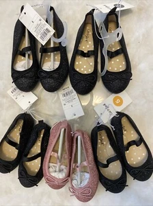 Menge 5 Kleinkind Mädchen Georgetta Slipper Ballerinas Katze & Jack schwarz glitzernd - Bild 1 von 11
