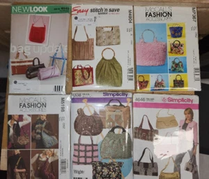 6 purse tote sewing patterns + 2 Handbag kits McCalls Simplicity Easy New Look - Picture 1 of 4