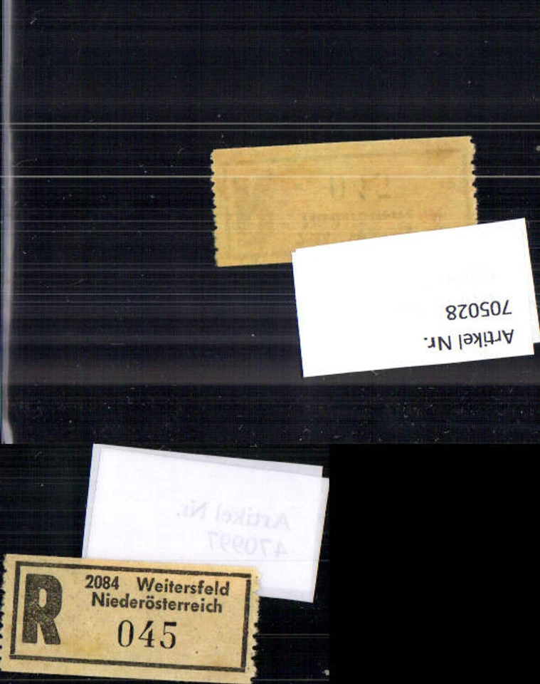 705028 Einschreibezettel Rekozettel R-Zettel Weitersfeld Niederösterreich - Bild 1 von 1