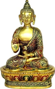 Buda de latón de 7" - Buda de latón meditando - Estatuilla de estatua de... - Imagen 1 de 5