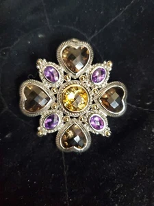 Judith Ripka Sterling Silver 14K accents Multi Gemstone Pendant 18" Fancy chain - Picture 1 of 13