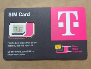 T-MOBILE Factory Triple Cut SIM Card R15 "3 in 1" NANO • 4G 5G LTE • NEW - Zdjęcie 1 z 2
