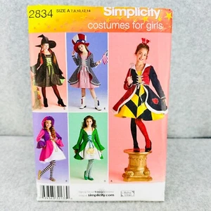 Simplicity 2834 Vestido y Sombrero Disfraz Bruja Duende Reina Niñas 7 14 Patrón - Imagen 1 de 4