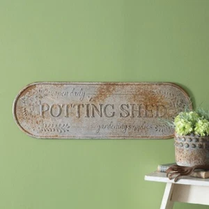 Embossed Metal Potting Shed Sign – Farmhouse Outdoor Decor for Gardening - Picture 1 of 1
