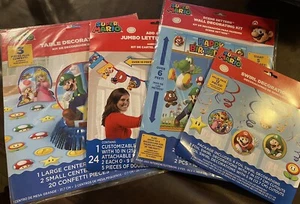 Super Mario brothers party Bundledecorations-swirls,table Kit,wall,letter banner - Picture 1 of 5