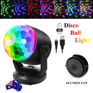 Mini Disco Lights Party DJ LED RGB Rotating Lamp Strobe Car Ball Suction Cup - Picture 1 of 7