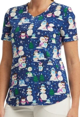 Scrubstar Penguin Playtime Blue Scrub Top Size Small - Image 1 of 4