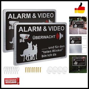 2 Stück Schild Alarm und Videoüberwachung, Hunde Kamera Aluminium 30x20, Warn... - Bild 1 von 10