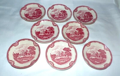 Johnson Keramik Old Britain Castles Rot 8x Untere Untertasse Kaffeeservice 20579 - Bild 1 von 4