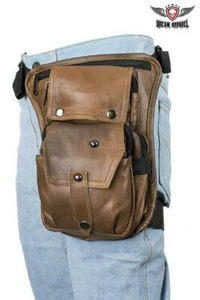 Premier Leather Multi Hidden Pockets Gun Pocket Thigh Bag Belt Attached NEW - Picture 1 of 14