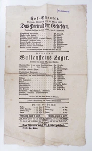 Theater Aushang Weimar 1850 Hottheater  Wallensteins Lager Büttenpapier - Bild 1 von 1