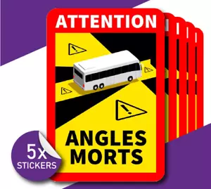 5 x A5 French 'Angles Morts' (Blind Spot) Coach Stickers - Foto 1 di 4