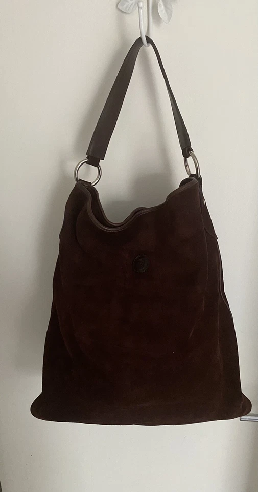 Bolso Hobo Trussardi Runway Marrón Gamuza Cuero Genuino Extra Grande De Colección Foto 1 de 4
