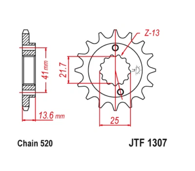 JT PIGNONE 14 TRASMISSIONE 520 PER KAWASAKI ZX-6R (ZX636) Ninja 2003 - 2006 Foto 1 de 2