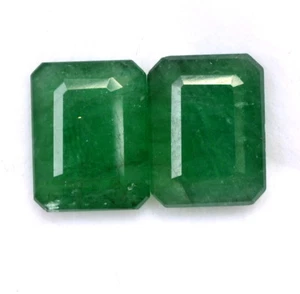 9x7 mm Certified Natural Emerald Octagon Cut Pair 4.98 Cts Untreated Loose Gems - Picture 1 of 4