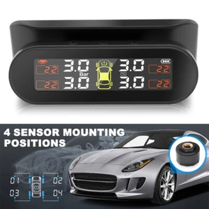 TPMS Solar USB Car Tire Pressure Monitoring System Tyre With 4 External Sensors - Picture 1 of 10