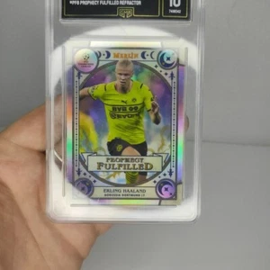 2021/22 Merlin Chrome UEFA Erling Haaland Prophecy Fulfilled Graded 10 GEM MINT - Picture 1 of 7
