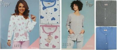 PIGIAMA DONNA INTERLOCK APERTO A GIACCA COTONE 100% TAGLIE OVER CALIBRATE CIPPI - Immagine 1 di 3