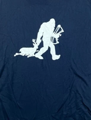 Bigfoot YETI Deer Hunting XL T Shirts Navy Blue Crew Airlume Jersey Short Sleeve - Image 1 of 4