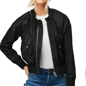 Free People schwarze Midnight Bomberjacke mit Reißverschluss für Damen Größe Small - Bild 1 von 11