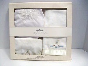 HALLMARK Signature Baptism Gift Set Bonnet + Blanket + Bib "Jesus Loves Me" NOS - Picture 1 of 1