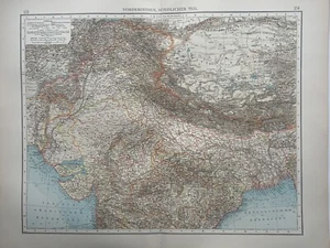 1899 Northern India Original Antique Map by Richard Andree - Picture 1 of 3