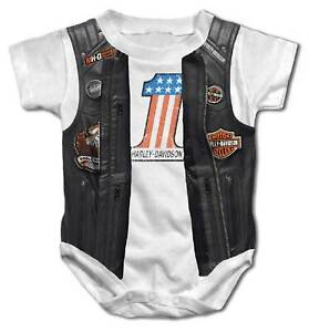 Harley-Davidson Baby Boys' Faux Leather Vest Short Sleeve Creeper, White (0/3M)