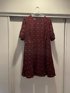 Hobbs Dress US Size 10 Maroon Pattern Great Condition Zip Up - Picture 1 of 9