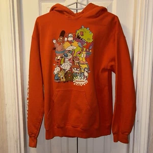 Orange Vintage Nickelodeon Hoodie Mens Size S - Picture 1 of 7