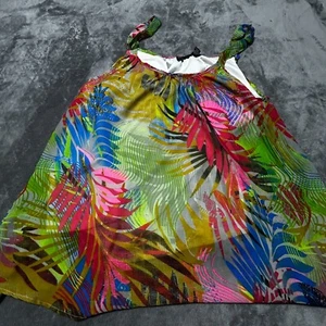 Jaquline Women's Tropical Print Sleeveless Tank Top Multicolor Size Large Poly - Picture 1 of 6