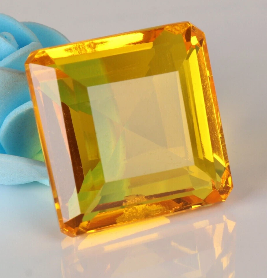 89.6 Ct. Large Yellow Citrine Square Faceted Cut Loose Gemstone 4 Ring & Pendant - Image 1 of 4
