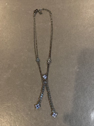 Collana pendente strass blu catena nera firmata Givenchy