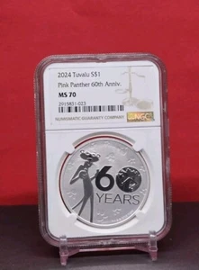 2024 TUVALU $1 - PINK PANTHER 60th ANNIVERSARY - NGC MS70 - .9999 SILVER COIN - Picture 1 of 12