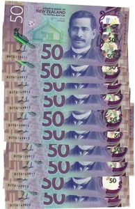New Zealand 10x 50 Dollars 2016 UNC - Picture 1 of 2