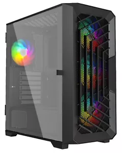 PC GAMING ATX CASE MESH MID TOWER WITH 4 X 120MM ARGB 120 FANS - IONZ KZ12 2.0 - Picture 1 of 8